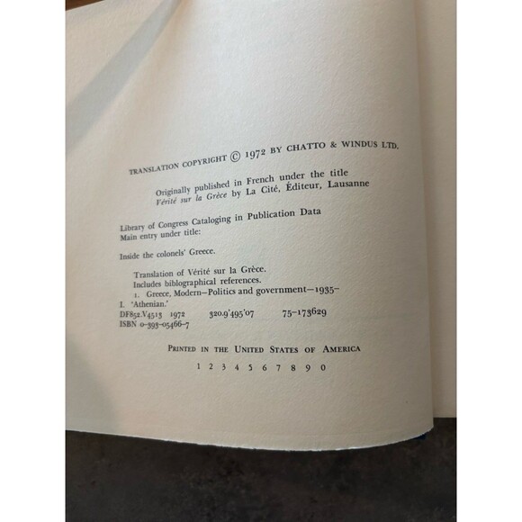 Inside The Colonels’ Greece Hardcover Book 1972 1st Printing - Picture 4 of 4